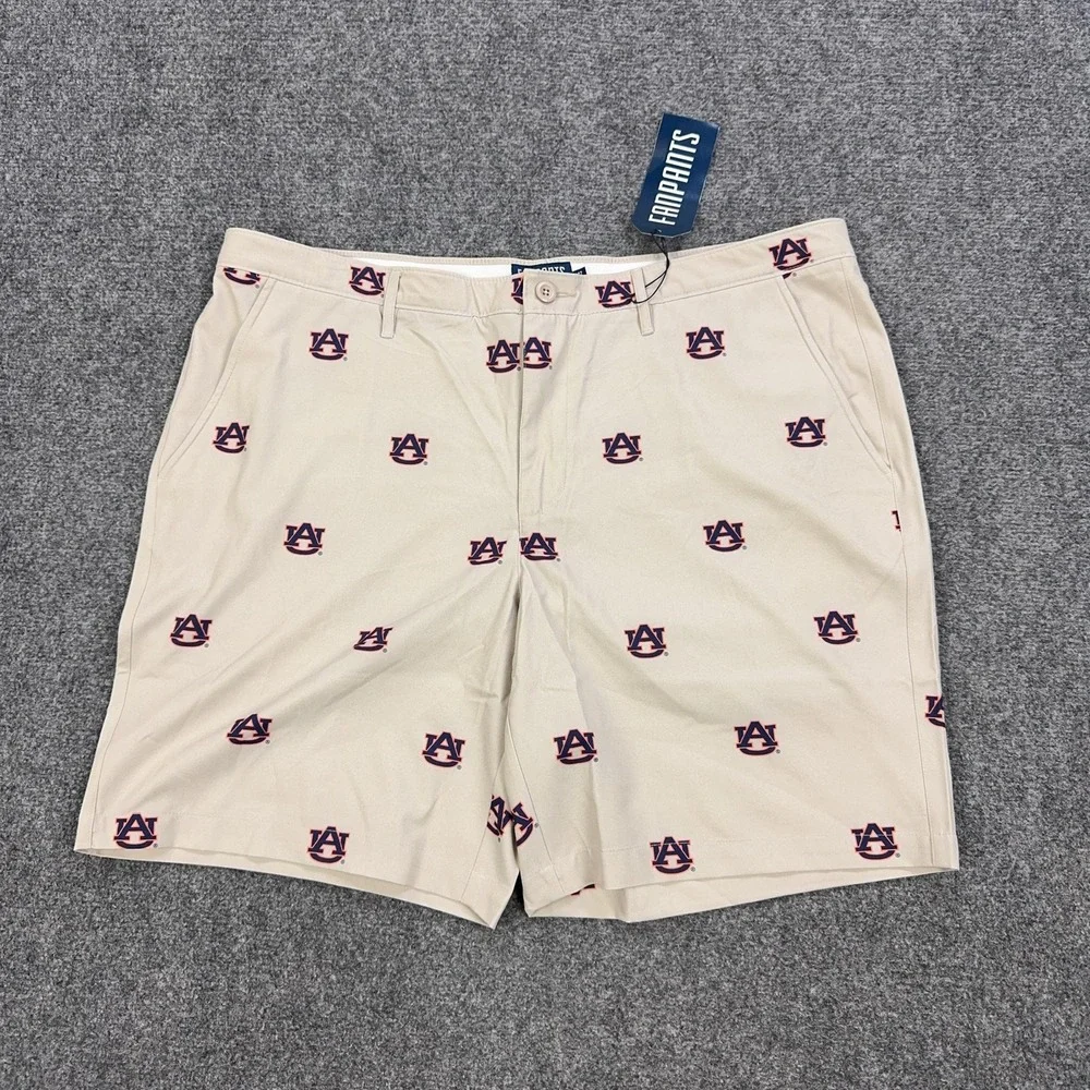 Auburn Tigers Shorts Mens 42 Beige NCAA Football FANPANTS All Over Print